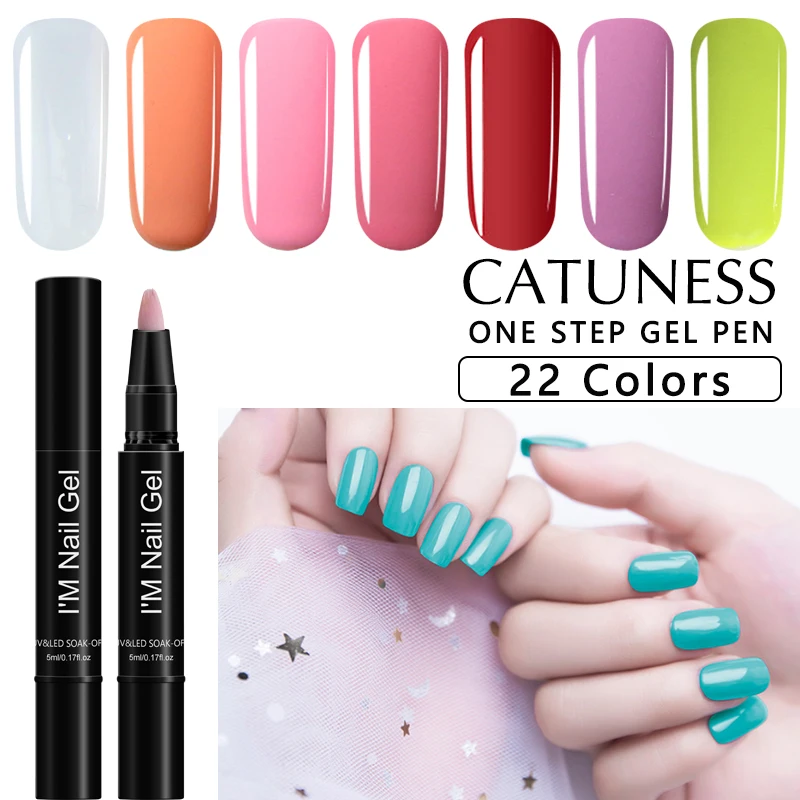 

CATUNESS Glitter Primer Pen Glitter Nail Gel Polish UV Nail Art Tools Not Need Top Base Coat One Step 3 In 1 Nail Polish Pen Gel