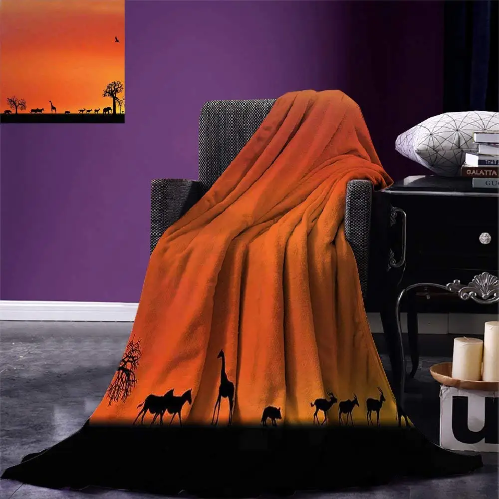 Africa Throw Blanket Panorama Of Safari Animals Gulls Reflections In Background At Sunset Scenery Warm Microfiber Blankets Aliexpress