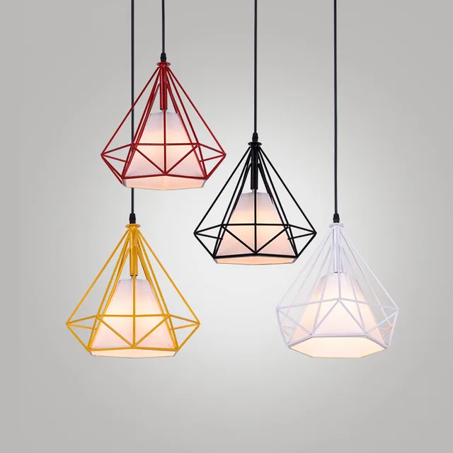 Modern Iron Cage Pendant Lights Loft Hang Lamp Diamond Birdcage Modern Iron Cage Pendant Lights Loft Hang Lamp Diamond Birdcage Er Led Lamparas De Techo Kitchen Kids Bar