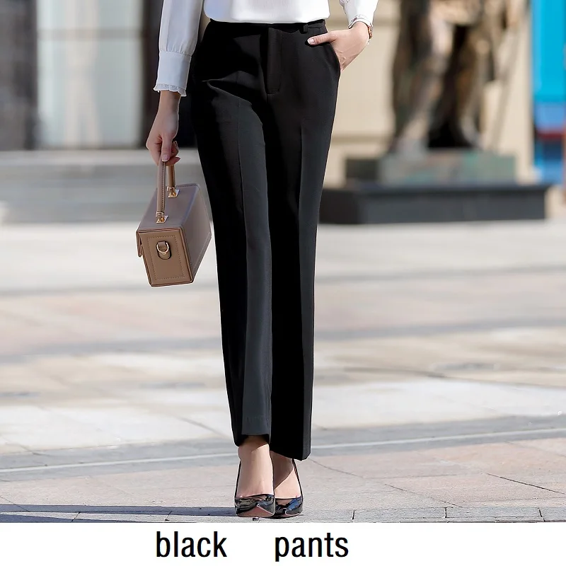 Женские костюмы, тонкий длинный рукав, необычный жакет, широкие брюки, 2 предмета в комплекте, OL официальные женские брюки, костюмы для женщин, набор, костюмы 879 - Цвет: black pants