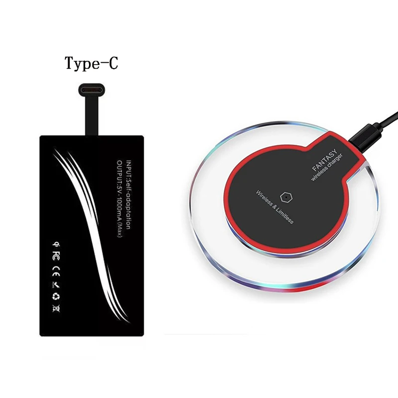 Универсальный беспроводной зарядный комплект передатчик зарядное устройство адаптер приемник Pad катушка тип-c Micro USB Комплект для iPhone LG Xiaomi huawei - Цвет: F