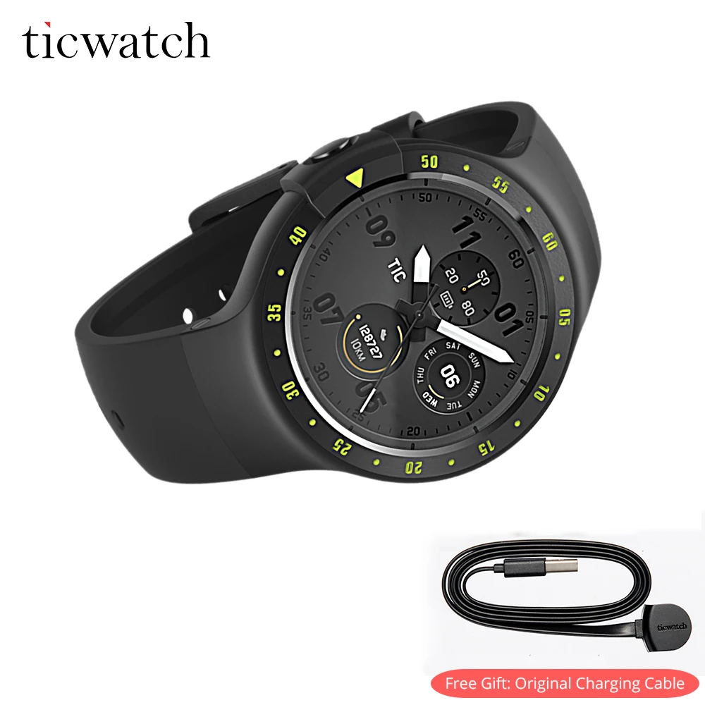 

Ticwatch S Bluetooth/WIFI Smart Watch Android Wear GPS Watch Heart Rate IP67 Water Resistant smartwatch Free Gift Charging Cable