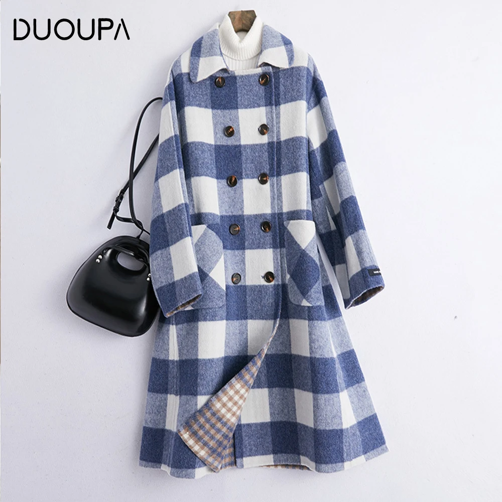 

DUOUPA 2019 Spring New Handmade Wool Double-faced Coat Woolen Coat Female Long Section Was Thin Korean Version