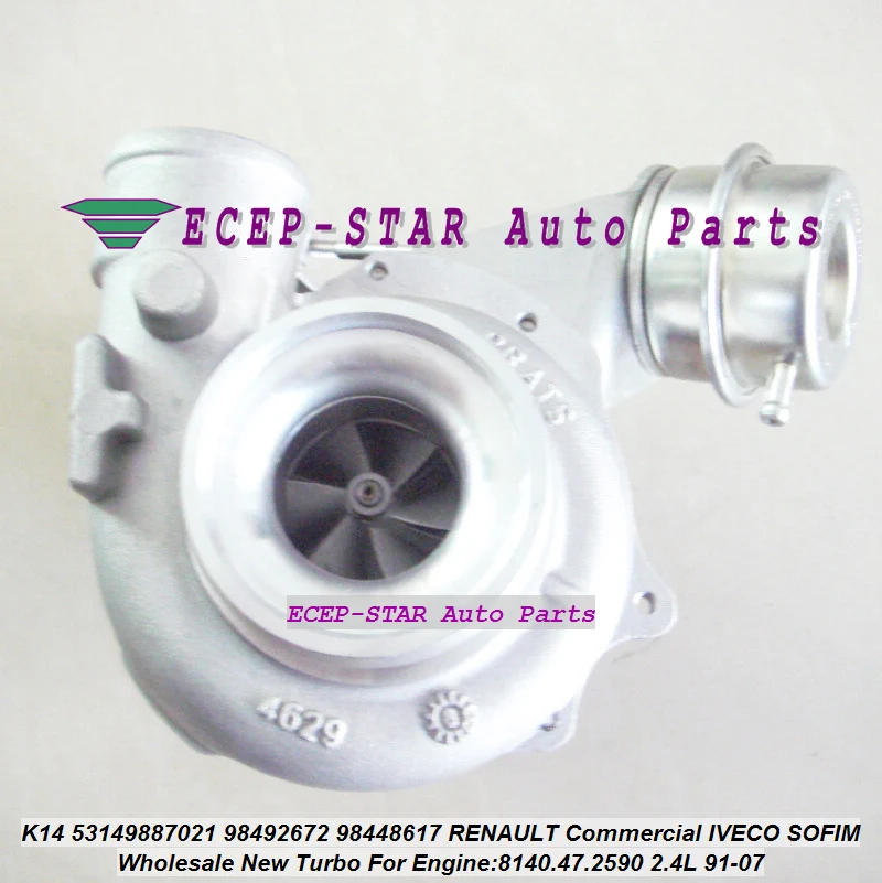 

TURBO K14 53149887021 53149887011 98492672 98448617 For RENAULT B120 Commercial For IVECO SOFIM 8140.47.2590 2.4L 91-07