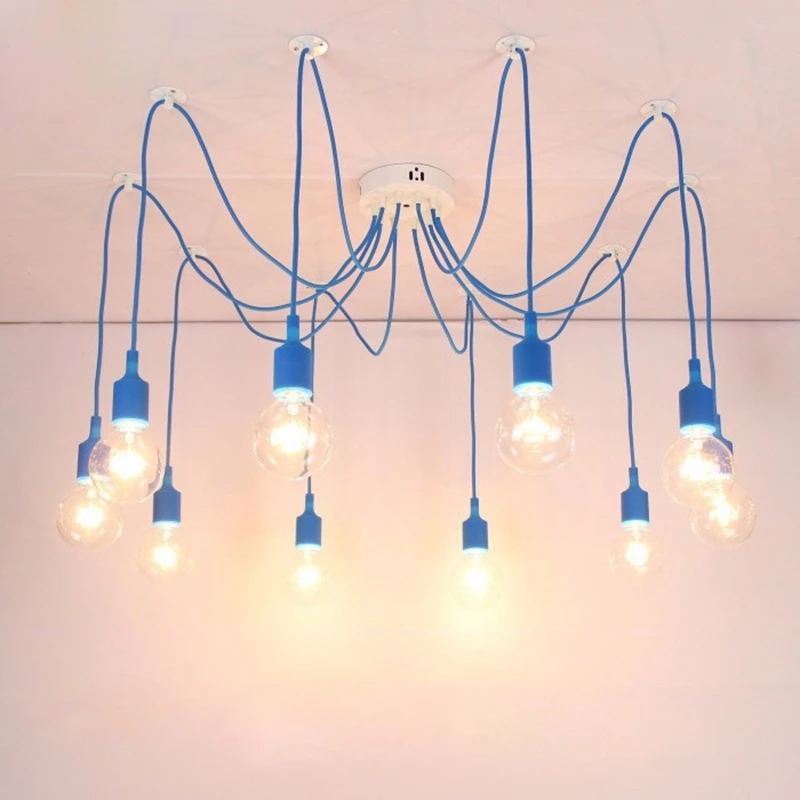 LukLoy DIY Pendant Light Lamp, Colorful Multiple Long Cords Spider