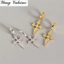 Ying Vahine Baroco Стиль 925 подвеска в форме серебряного крестика маленькие серьги-гвоздики для женщин