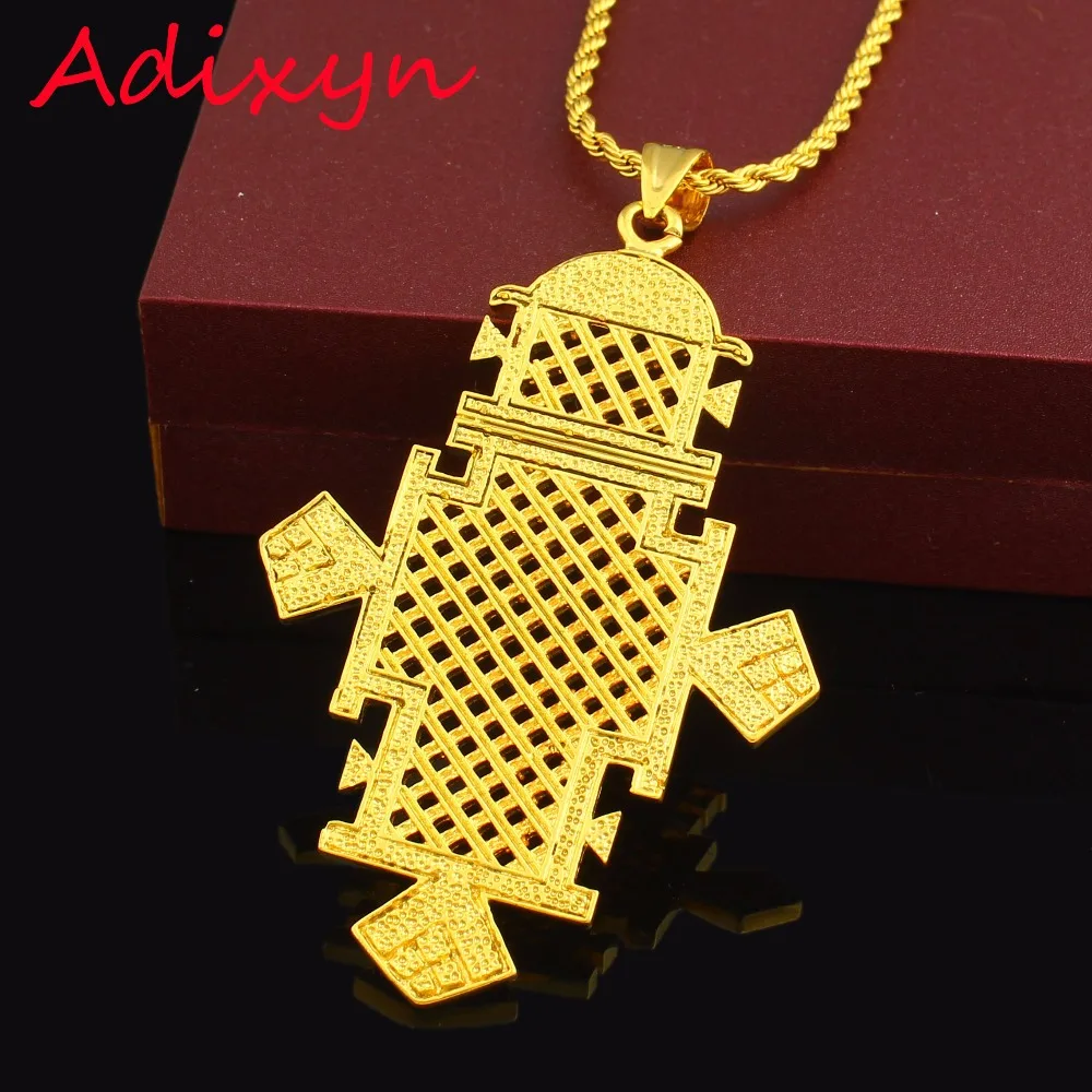 

Newest Ethiopian /Sudan/Eritrean Cross Pendant Chain 24k Gold Color Jewelry For African Women Wedding Accessories
