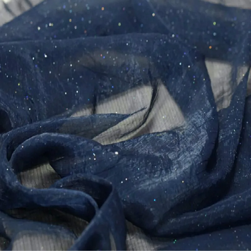

Shiny Crepe Chiffon Dress Fabric Glittery Bling silky Fabric Light Soft Thin DIY Sewing Fabric