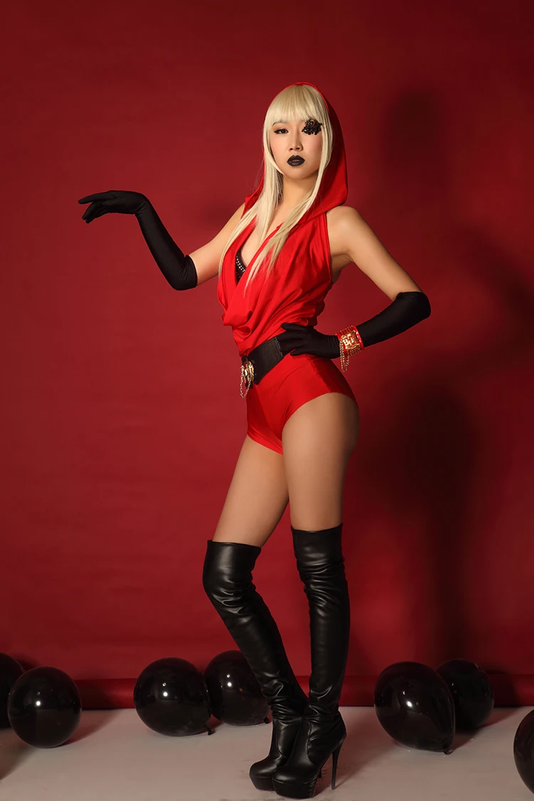 Lady Gaga Sexy Red Deep V Stretch Halter Top Party Nightclub Bar Concert Dj Singer Dancer Costume Stage Costumes Dancer Costumesfemale Singer Aliexpress