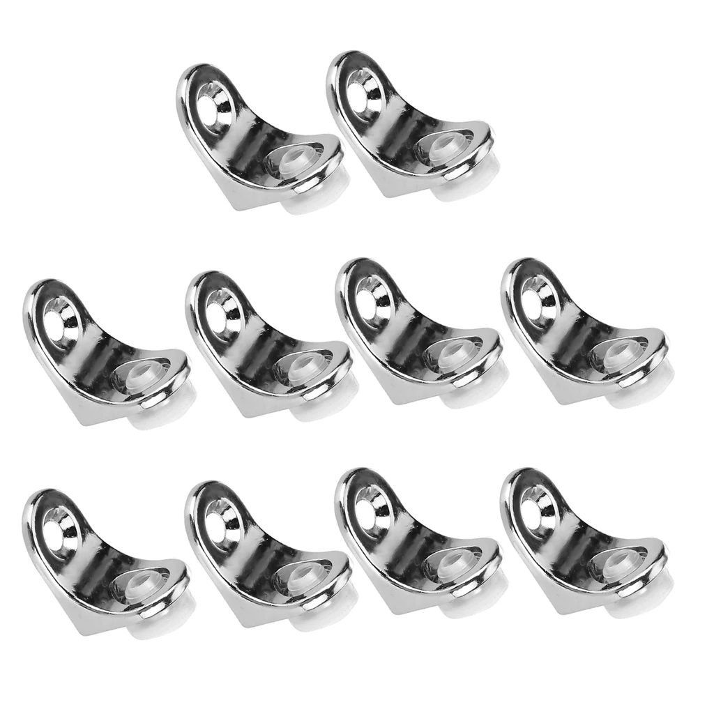 Pack of 10PCS Easy Install L-Shape Glass Shelf Right Angle Fixing Clip Bracket With Suction Cup  Silver Glass Clip Bracket Parts