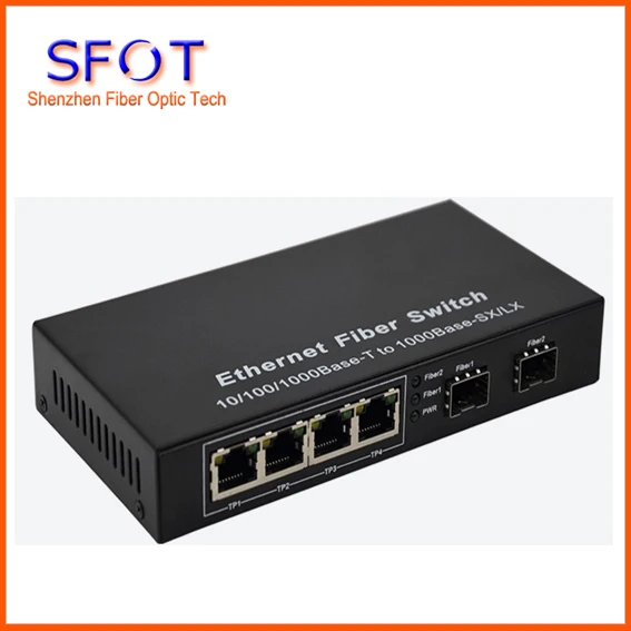 

ethernet switch, with 4 ports RJ45 and 2 ports SFP, single mode dual fiber 20KM 1310nm/1550nm network switch, Include 2pcs SFPs