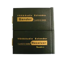 Dual Video VGA Extender 100M with Audio Cat 5e 6 VGA UTP Extender Sender Reciver for