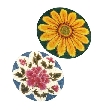 

2 Sets Latch Hook Rug Kit DIY Rose Flowers Carpet Craft Rug Making For Adults Beginner Home Decor