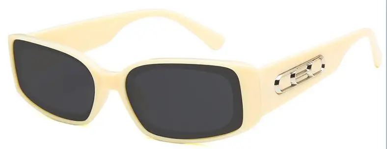 Трендовые маленькие оранжевые прямоугольные солнцезащитные очки для женщин 90s ретро леди крошечные квадратные прямоугольные красные солнцезащитные очки оттенки - Цвет линз: Beige