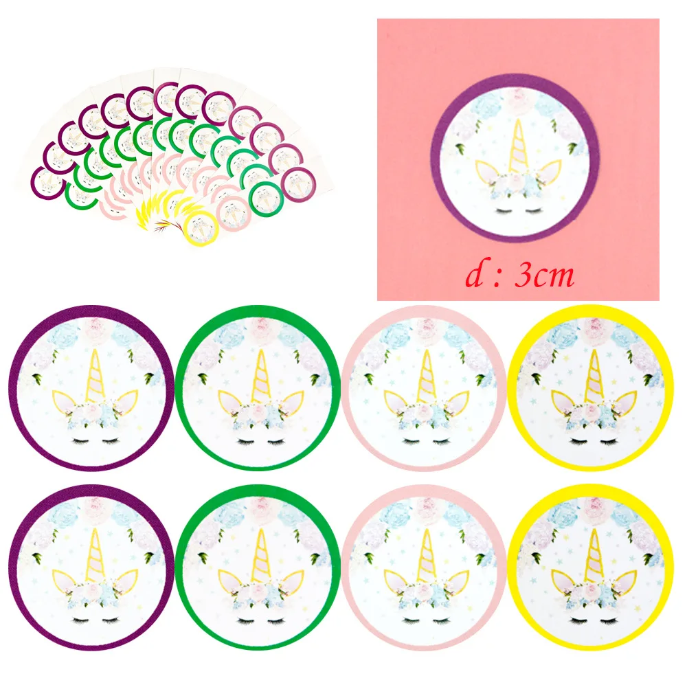 40Pcs/lot Unicorn Party Candy Bag Sticker Birthday Decorations Kids Thank you Unicorn Gift Box Seal Stickers Packaging