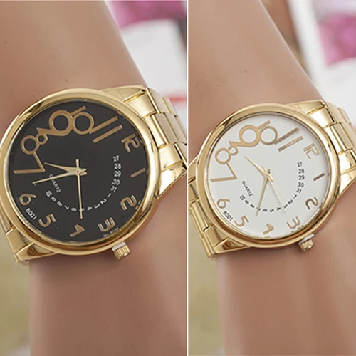 

And Men's Women's watch Arabic Numerals Golden Tone Band Alloy Analog Quartz Wrist Watch 5LFI 6T5Z 941K