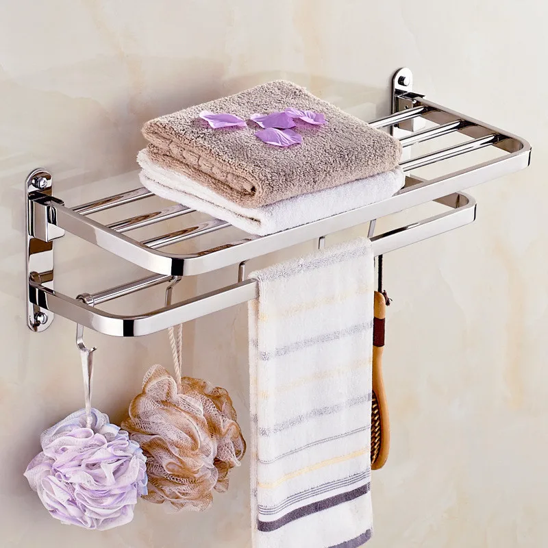 Wholesale Bathroom Towel Racks Foldable 304 Stainless Steel chrome Towel Holder Wall Mounted 40