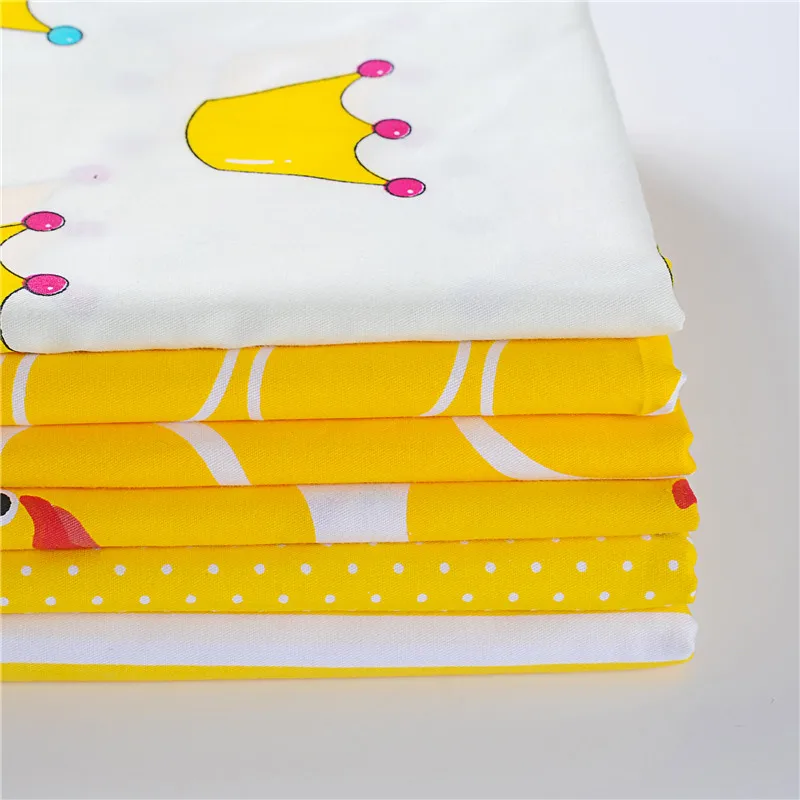 

2016 New! Mix 6 Design 40cm x 50cm / lot "Crown" "Yellow duck" Cotton cloth Patchwork Quilting Fabric Handmade Sewing Textile