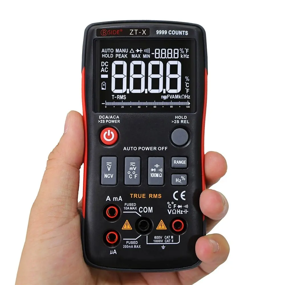 

BSIDE Digital Multimeter Thermometer Shielding Interference Continuity Test Multi Meter with Temperature and Test Probes