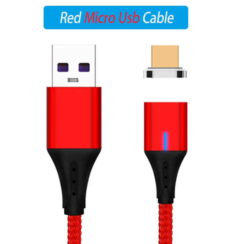 Магнитный Usb кабель для зарядки type C mi cro Usb C кабель 2 м метр Быстрая зарядка 3,0 кабель для Xiaomi mi 8 9 A2 красный mi Note 7 Pro - Цвет: Red Micro Plug