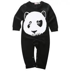 Акция, распродажа, комбинезон с принтом панды для новорожденных мальчиков и девочек, черный комбинезон, детская одежда