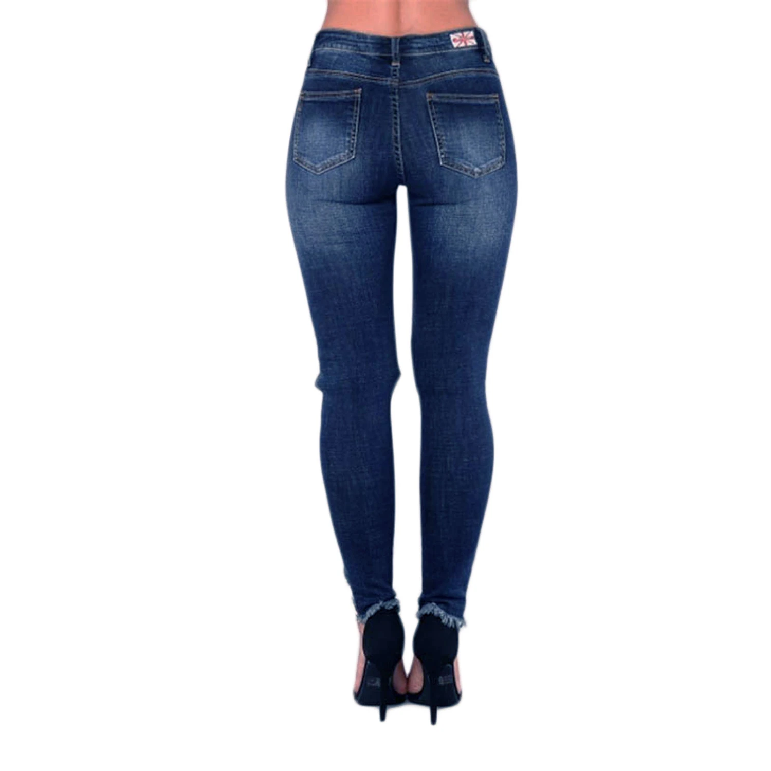 Джинсы с рваными коленками обтягивающие джинсы женские джинсовые лето осень микро-Эластичные Обтягивающие, до середины талии ковбойские
