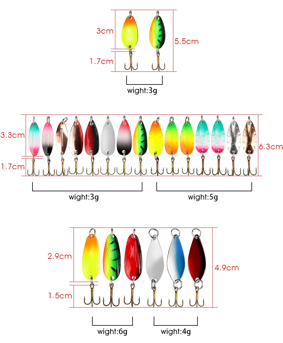 JACKFISH, 30 шт./лот, металлическая блесна, рыболовная приманка, набор, жесткая ложка, приманка, Спиннер, приманка с рыболовной коробкой, жесткая приманка, рыболовные снасти