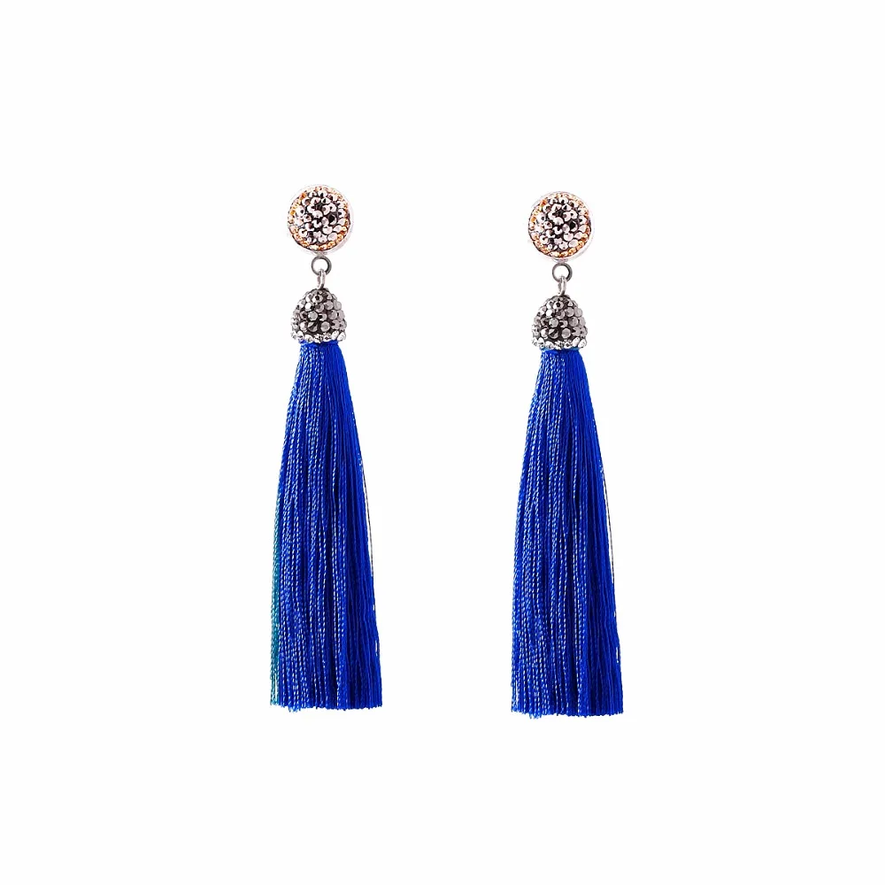 15 New Women Tassel Earrings Boho Bohemian Long Exaggerated Silk Fabric Dangling Earrings For Women Orecchini Lunghi Oorb CS23