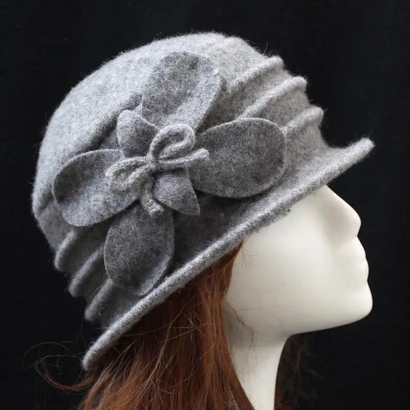 Dome Fedora Middle aged ladies Wool Hat Mom Hats Autumn and Winter Warm Cap fashion hat