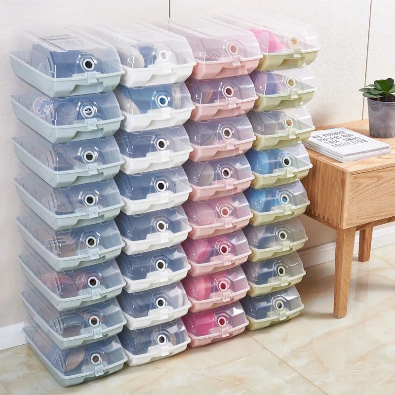 

8PCS Transparent storage shoe box plastic simple drawer shoe storage box household dustproof shoe box thick flip WF617943
