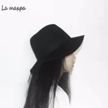 [La MaxPa] настоящие шерстяные мягкие шляпы для женщин и мужчин Твердые широкие полями винтажные джазовые кепки s Повседневная Мягкая кашемировая Шляпа Fedora
