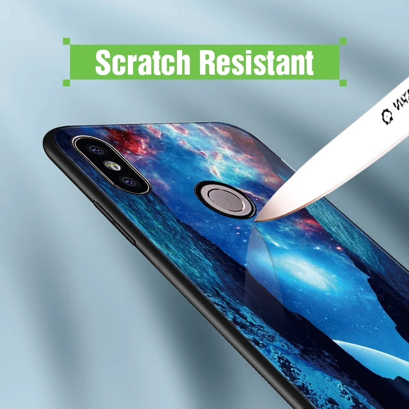 Luminous Glass Phone Case For Xiaomi Redmi Note 5 6 Pro 4X 6A Luxury Back Cover Case For Xiaomi Redmi 5 Plus Mi A1 A2 Lite