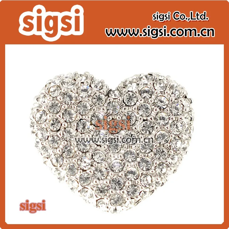 

factory price clear crystal rhinestone heart brooch 50mm