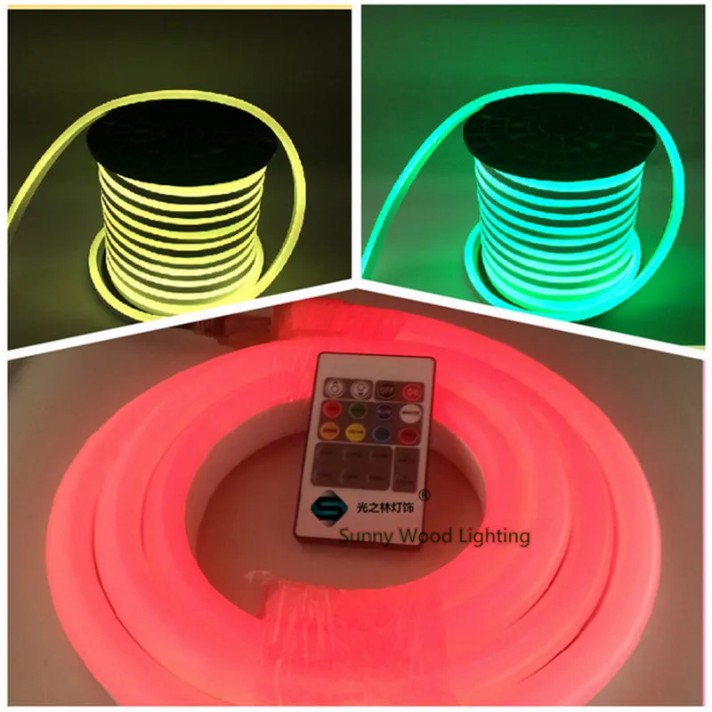 5-15 м Стандартный RGB Neon flex, 72 шт 5050SMD/m меняющая цвет светодиодная неоновая трубка с пультом дистанционного управления, 220-240 В светодиодная вывеска трубка