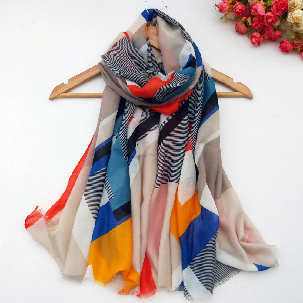 Хлопковый женский длинный шарф, мягкий весенний тонкий летний женский ...