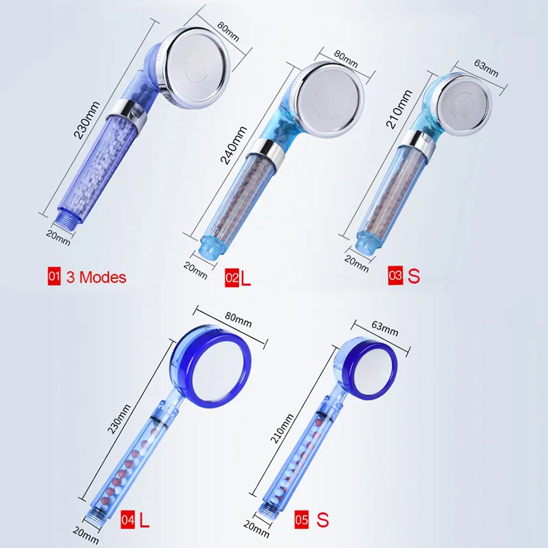 Ручная душевая головка для ванной комнаты, 3 режима, регулируемая, спа, водосберегающая, душевая головка для ванной, фильтрация, ручная насадка, душевая головка s