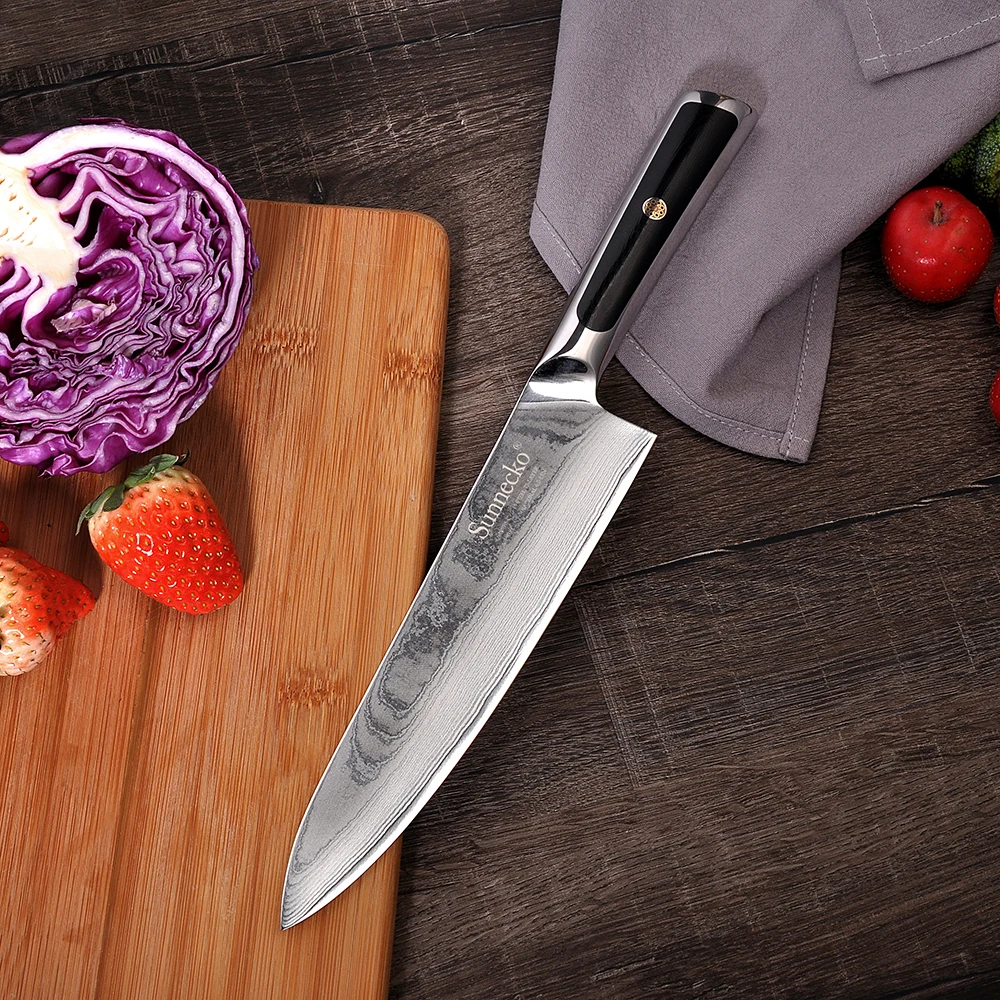  SUNNECKO 3pcs Kitchen Knives Set Japanese VG10 Core Damascus Steel Razor Sharp Blade G10 Handle Che - 32857658430