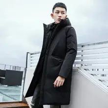 Новые зимние Для мужчин длинные белая утка вниз куртка Для мужчин пуховики и пальто теплые куртки вниз пальто