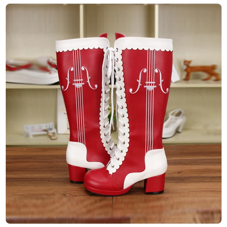 girls red leather boots