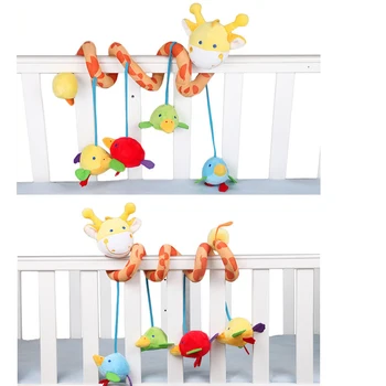 

Baby Pram Crib Ornament Hangings Cute Giraffe Shape Design Spiral Plush Toys Stroller Travel Activity Toy for Baby 1PC