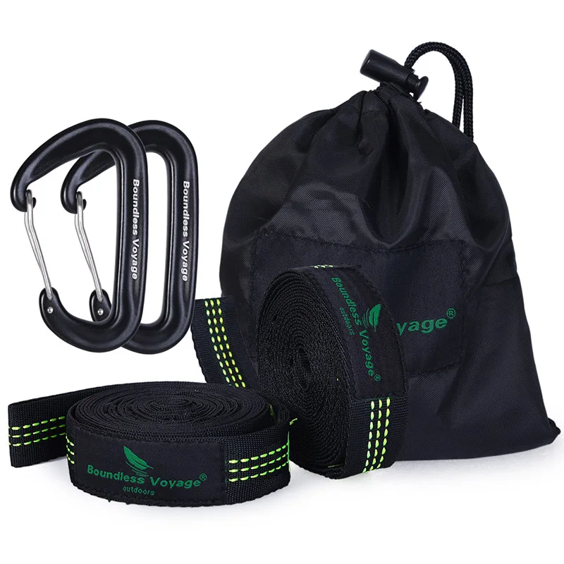 Green and carabiner Безграничный Вояж открытый 2 пакет гамак ремни с Caranbiners Кемпинг Сад Дерево Висячие ремни детские качели веревки - Цвет: Green and carabiner