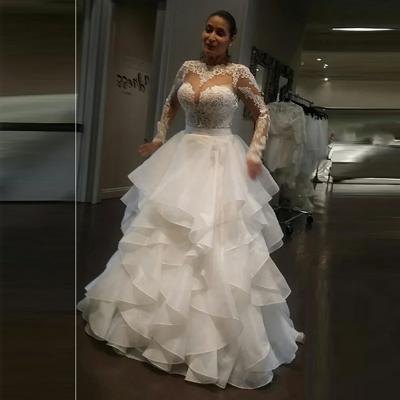 2016 Custom Made Tiered Bridal Long Skirts Satin Waist Ruffles Wave