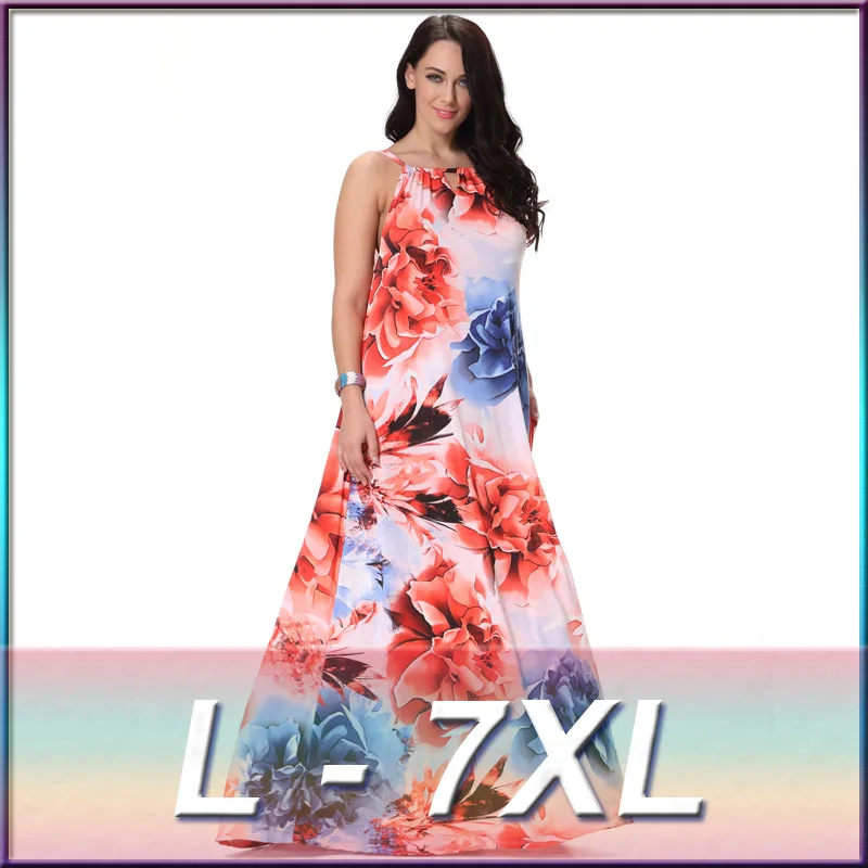 Женское платье без рукавов Clobee пляжное 6XL 7XL для лета 2019|Платья| |