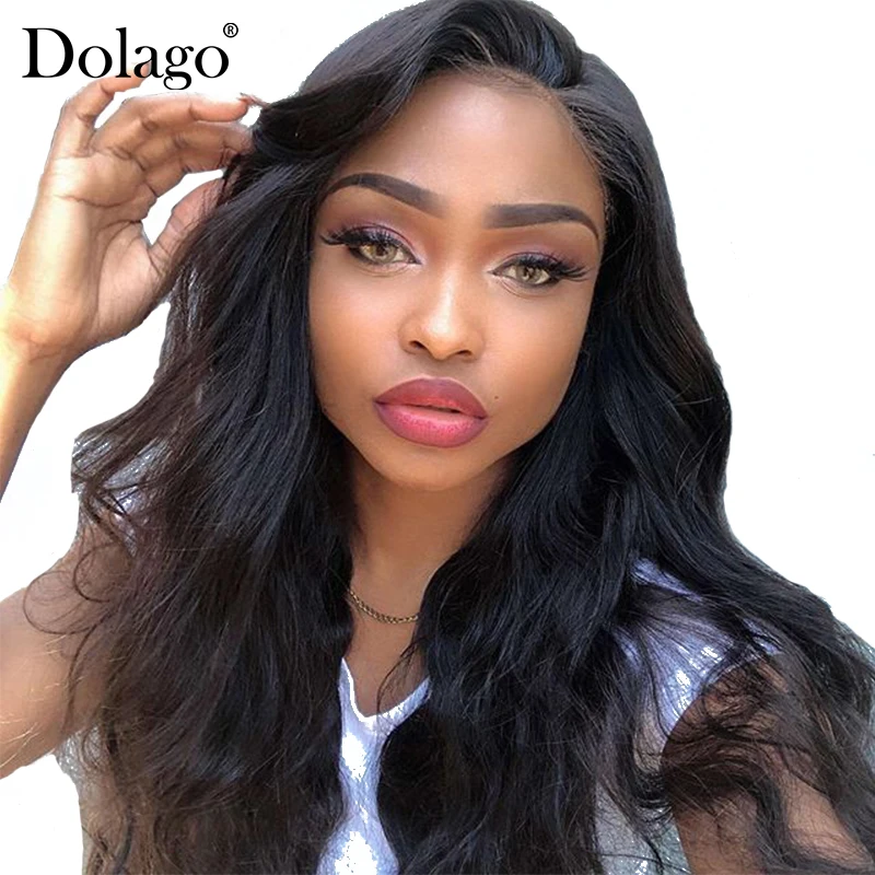 

Transparent Lace Front Wigs Body Wave Brazilian Human Hair Wigs With Baby Hair Pre Plucked Natural Black 130% Remy Hair Dolago