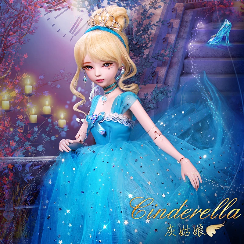 Presente para o Ano Original Artesanal Princesa Cinderela Bonecas Conjunto Completo Grande Bjd 1 – 3 Fadas Meninas Boneca 23 Joint Girl Brinquedos Novo 60cm