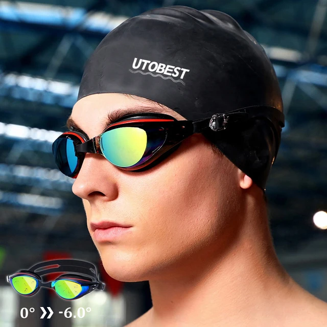 UTOBEST Optical Swimming Goggles Anti fog Mens Swimming Glasses UV Protection Adjustable Myopia