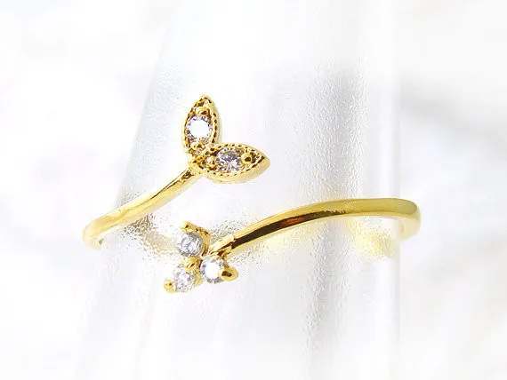 Newest Listing Leaf Sprout Ring Adjustable Knuckle Wrap | Украшения и аксессуары