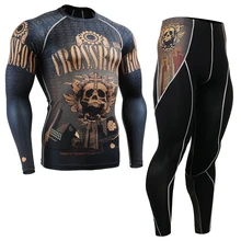 Мужские компрессионные футболки и трико Life on track, набор для бега, тренировочный костюм для ММА, тренировки, фитнеса, комплект одежды, облегающий кожу, для спортзала