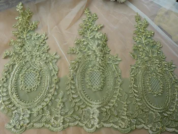 

3 Yards Retro Red/Green Mesh Alencon Lace Trim With Cord For Wedding Gloves,Veils,Bridal,Costume Design