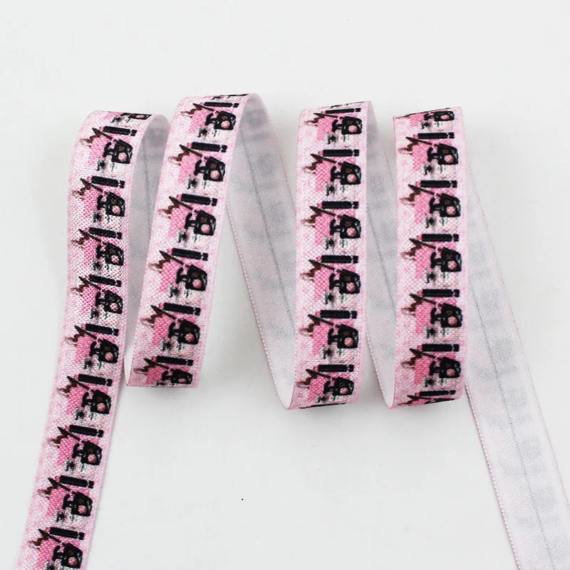 

20 yards 16mm custom floral printed sewing elastic band fold over polyester elastic ribbon for sewing